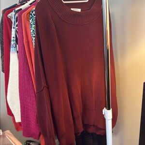 Zenana Outfitters Red Crew Neck Sweater Casual Knit